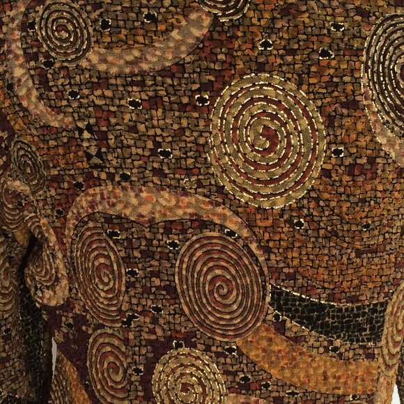 Joseph Ribkoff Trends Jacket Sz 18 Multicolor Mosaic Artsy Print Zip 3/4 Sleeve - Picture 5 of 7